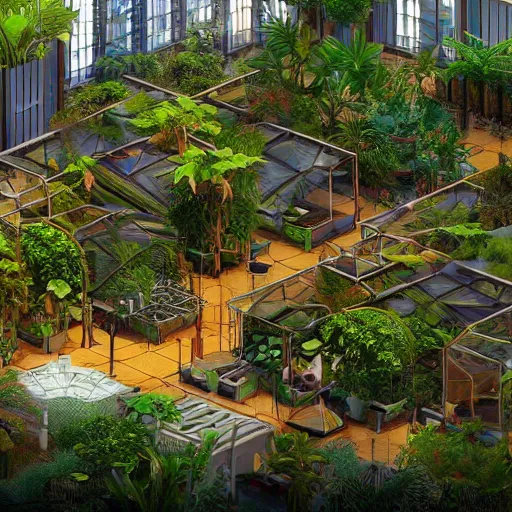 Prompt: solar punk greenhouse apartments in a tropical forest setting. vivid colors mixes with dusty moody lighting. architectural concepts inspired by dune 2 0 4 9, 8 k, photorealism