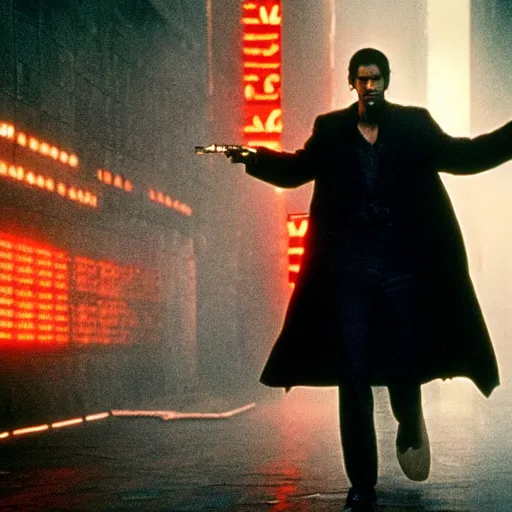 film still neo keanu reeves in blade runner, 8 k w 7 6