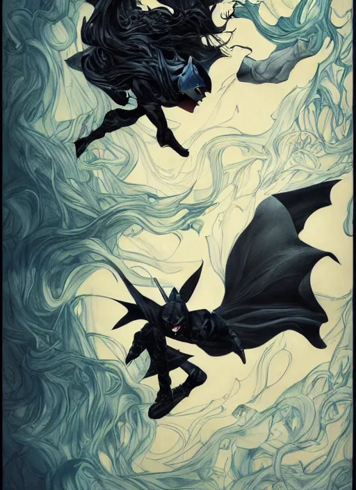 Prompt: The dark knight by James Jean, sweet elements, flowy theme, award winning