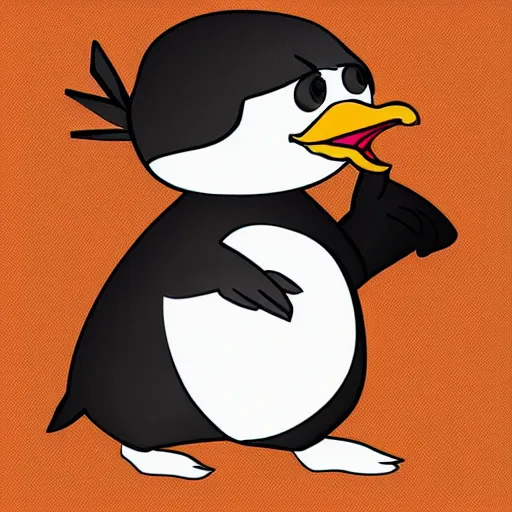 Image similar to character design of cute mole with black body and orange duck bill, cartoon style ，