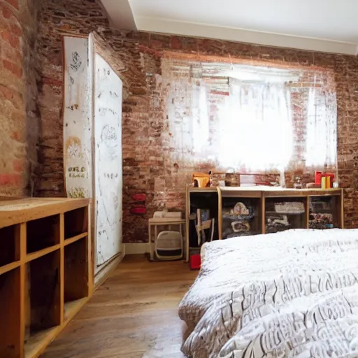 Prompt: bedroom completely filled with empty soda bottles