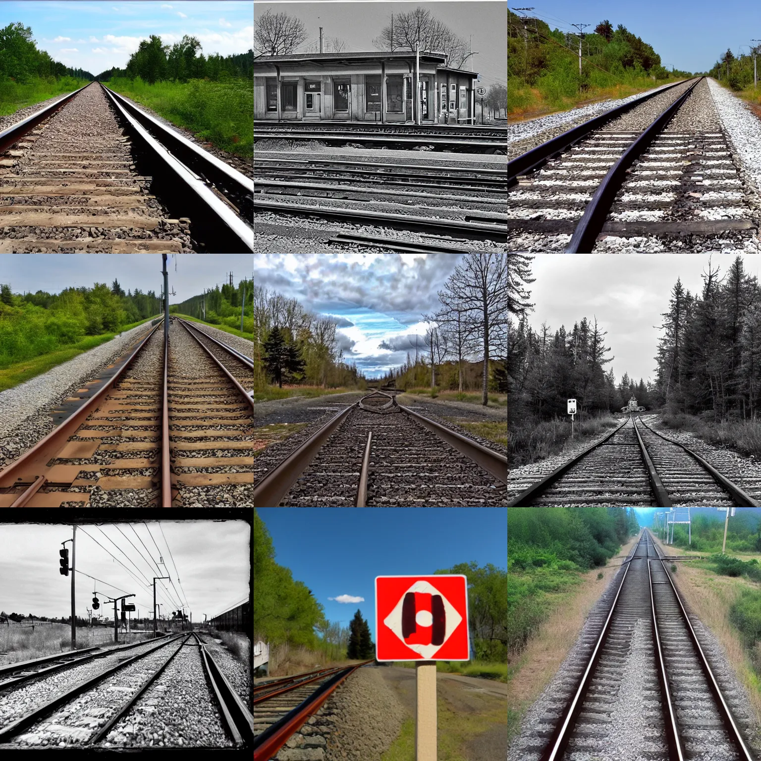 Prompt: a railroad crossing