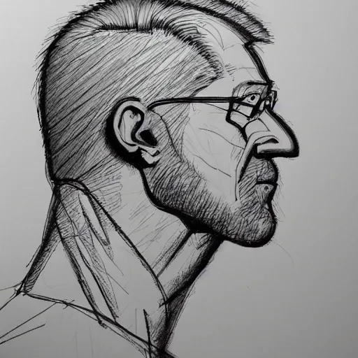 Prompt: a realistic yet scraggly portrait sketch of the side profile of a stern and sophisticated boomhauer, trending on artstation, intricate details, in the style of frank auerbach, in the style of sergio aragones, in the style of martin ansin, in the style of david aja, in the style of mattias adolfsson