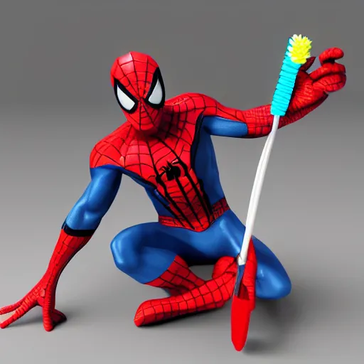 Prompt: 3 d render of a spiderman toothbrush, trending on artstation