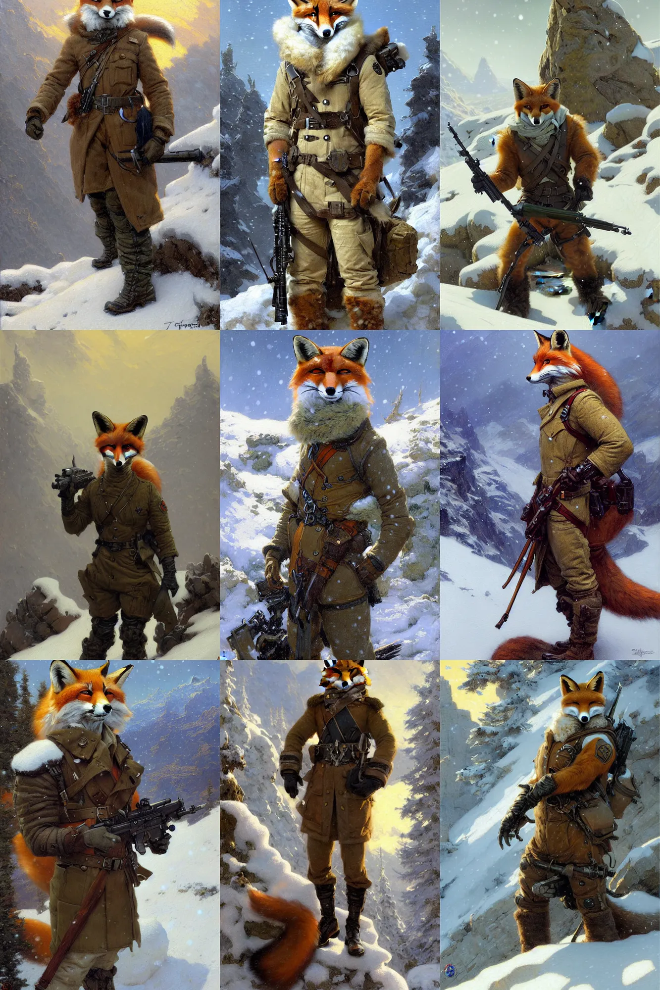 anthropomorphic fox wearing modern military gear in a | Stable ...