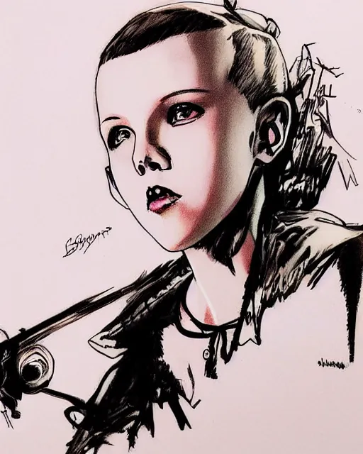 Image similar to marker sketch of millie bobby brown by yoji shinkawa