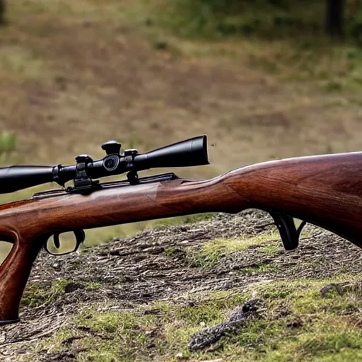Prompt: realistic medieval hunting rifle