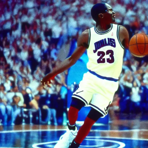 Image similar to michael jackson is michael jordan in space jam. film still,