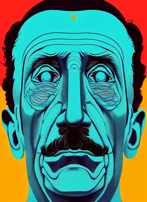 Prompt: symmetry!! stunning portrait of george orwell!! by victo ngai, kilian eng vibrant colours, dynamic lighting, digital art, winning award masterpiece, fantastically beautiful, illustration, aesthetically inspired by beksinski and dan mumford, trending on artstation, art by greg rutkowski, 8 k