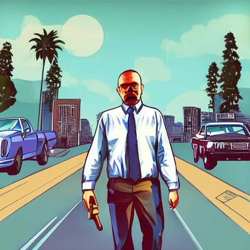 Image similar to Homelander as a GTA Art Cover