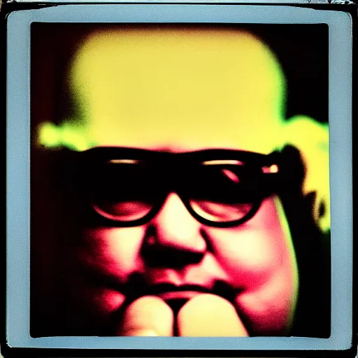 Prompt: color polaroid portrait of a fat man as taken by andy warhol. photography, instant photography, color accurate, photographer, film, integral print