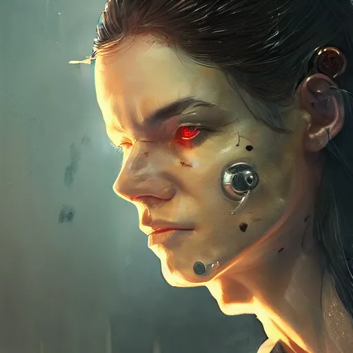 Image similar to a portrait of a smoking cyborg women by greg rutkowski, sung choi, mitchell mohrhauser, maciej kuciara, johnson ting, maxim verehin, peter konig, 8 k photorealistic, cinematic lighting, hd, high details, dramatic, dark atmosphere, trending on artstation