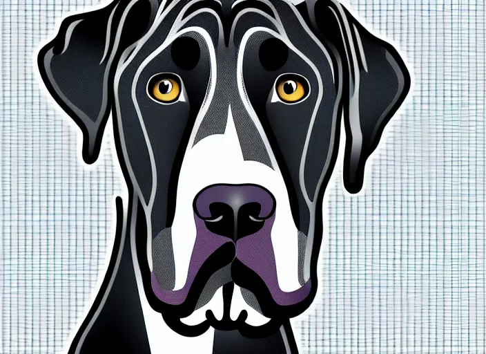 Image similar to great dane, white background, cartoon, high detail