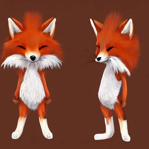 Image similar to an anthropomorphic fox, fursona!!! by kawacy, trending on artstation, full body