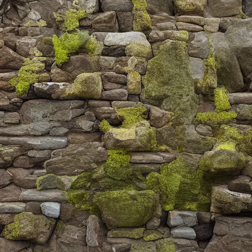 Image similar to a painterly stylized stone cladding with moss texture