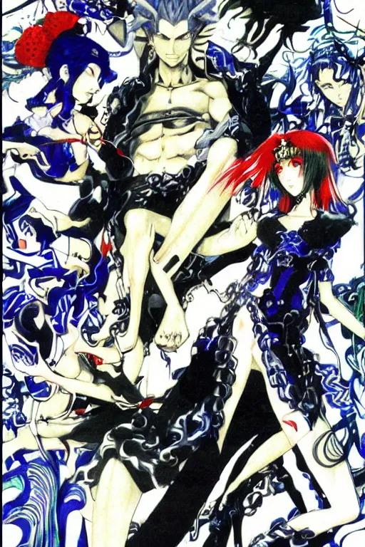 Prompt: illustration by kazuma kaneko, god of poison