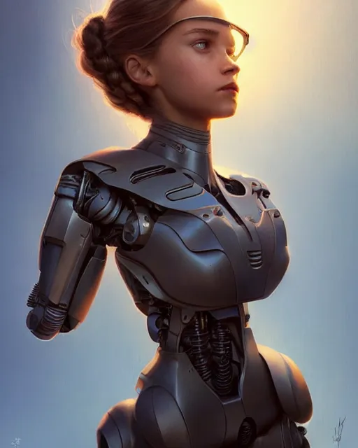 Image similar to weta disney pixar movie still head and torso portrait photo of young alicia vikander as thoughtful cyborg girl by pixar, by weta, wlop, ilya kuvshinov, rossdraws, artgerm, latex, iridescent, bright morning, anime, liosh, mucha