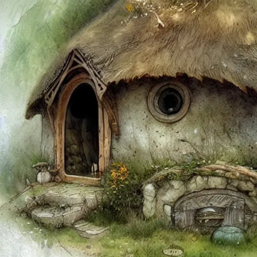 Image similar to hobbit house. muted colors. by Jean-Baptiste Monge !!!!!!!!!!!!!!!!!