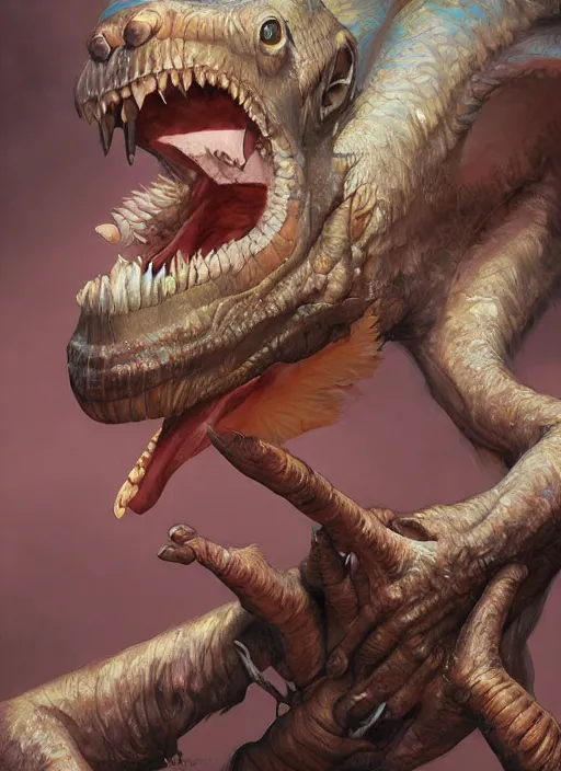Image similar to portrait of the Dimorphodon monkey delver by artgerm and Craig Mullins, James Jean, Andrey Ryabovichev, Mark Simonetti and Peter Morbacher 16k