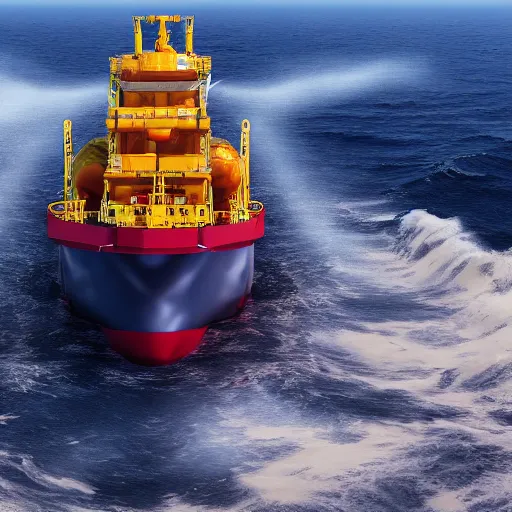 Image similar to photography of a fpso, ultra detailed, 8 k, cinematic lighting, natural background, trending on artstation, rough seas