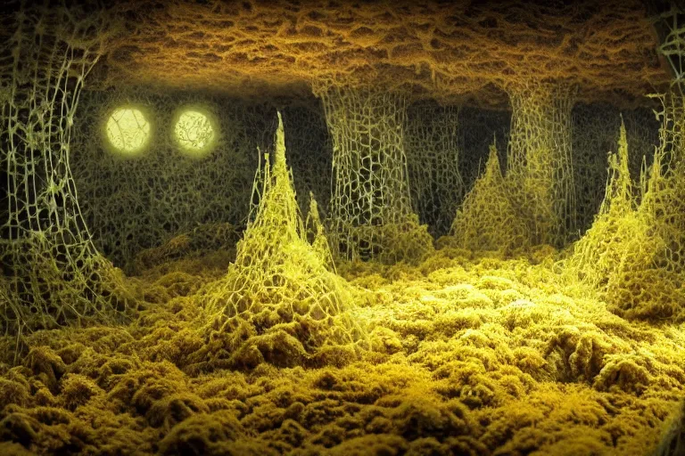 Prompt: elegance, favela bunker honeybee hive, slime mold forest environment, industrial factory, spooky, award winning art, epic dreamlike fantasy landscape, ultra realistic,