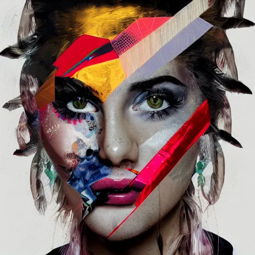 Prompt: warrior, contemporary collage, highly detailed, digital painting, 4 k, hdr, punk, fashion, smooth, sharp focus, art by nick knight, sandra chevrier and john hoyland