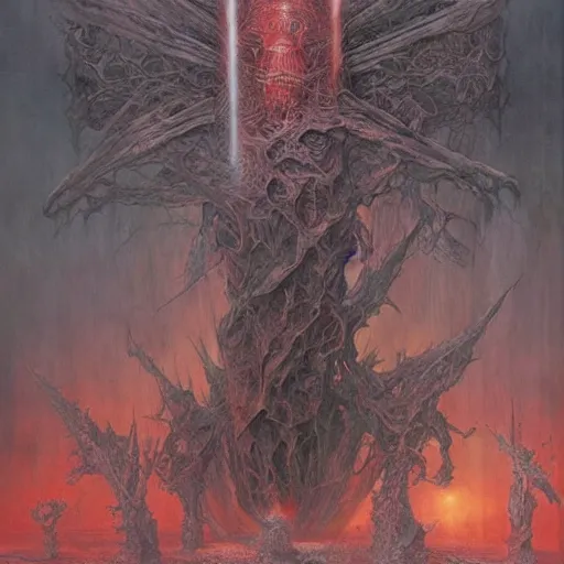 Image similar to Eternal Doomsday by charles pfahl and Mariusz Lewandowski and Zdzislaw Beksinski, surrealism, hyper detailed