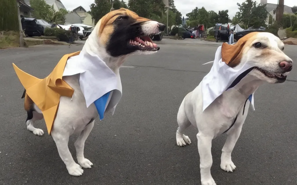 Image similar to Dog cosplaying badly as a shark