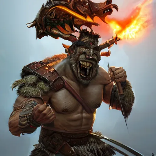 Image similar to upper body portrait of a heavily armoured hulking herculean chiseled mr bean rowan atkinson as a fantasy barbarian pirate orc ork, sunrays, cinematic lighting, photorealistic, octane render, 8 k, depth of field, 3 d, art by artgerm and greg rutkowski and alphonse mucha and uang guangjian and gil elvgren and sachin ten