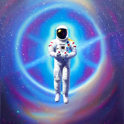 Image similar to transcendent holy spaceman, astral spirit space journey in oil painting, pulled into the vortex, trending on artstation, award winning, emotional, highly detailed ethereal surrealist art