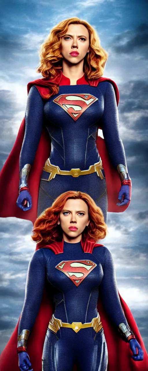 Prompt: “scarlett johansson as super women marvel hd”