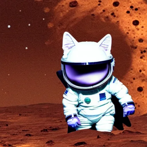 Image similar to kitten in spacesuit on Mars