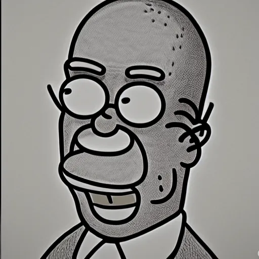 Image similar to Portrait of Homer Simpson in the style of Robert Crumb, detailed drawing