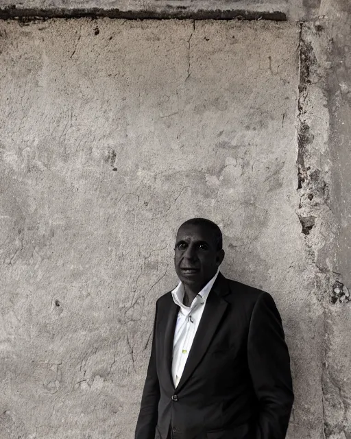 Prompt: a street photography portrait photo of mr. miguel bashirian, planner in haiti, by kelli sipes