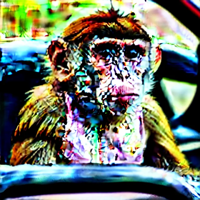 Image similar to a monkey learning to drive