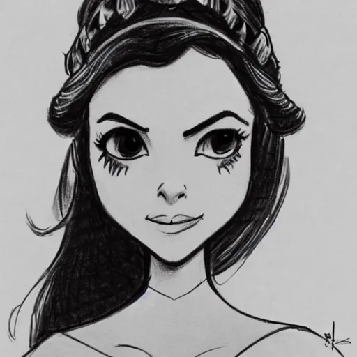 Image similar to milt kahl sketch of victoria justice as princess padme from star wars episode 3