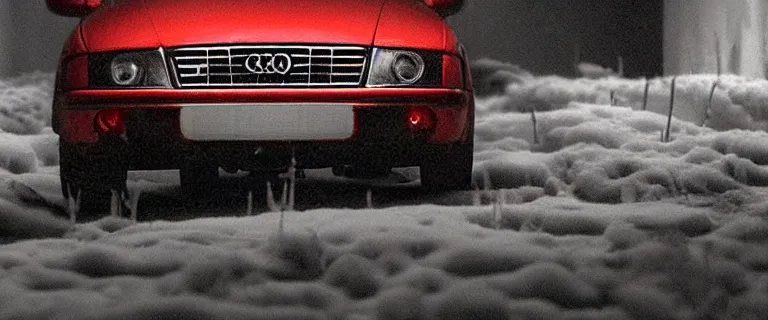 Image similar to Audi A4 B6 Avant (2002), a gritty neo-noir, dramatic lighting, cinematic, eerie person, death, homicide, homicide in the snow, viscera splattered, gunshots, bullet holes, establishing shot, extremely high detail, photorealistic, raging fire at a warehouse, arson, cinematic lighting, artstation, by simon stalenhag, Max Payne (PC) (2001) winter New York at night, In the style of Max Payne 1 graphic novel, flashing lights, Poets of the Fall - Late Goodbye