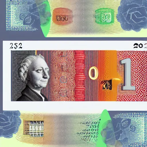 Prompt: concept design of british £ 5 0 note for the year 2 0 3 3