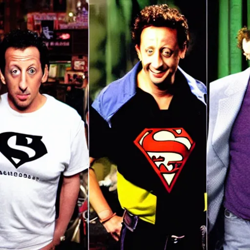 Image similar to Adam Sandler, Rob Schneider, and Paulie Shore, style of DC comics,