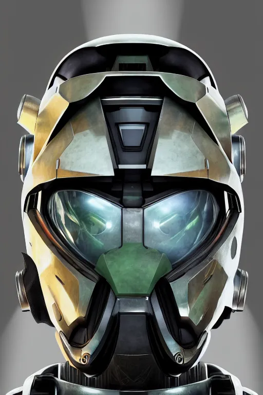 Image similar to robot ninja mask helmet halo master chief radiating a glowing aura global illumination ray tracing hdr fanart arstation by ian pesty and katarzyna da „ bek - chmiel