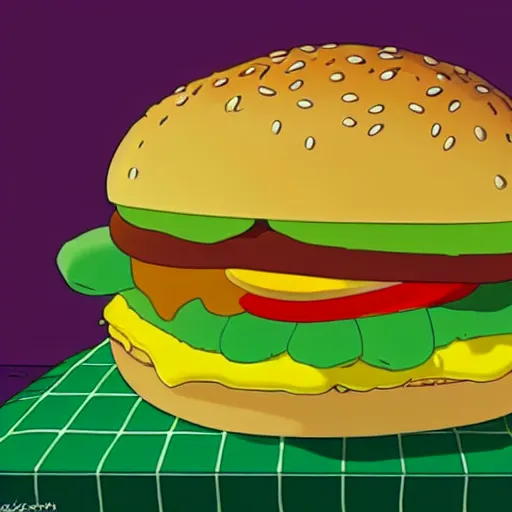 Prompt: nikocado avocado eating a hamburger, in the style of the simpsons