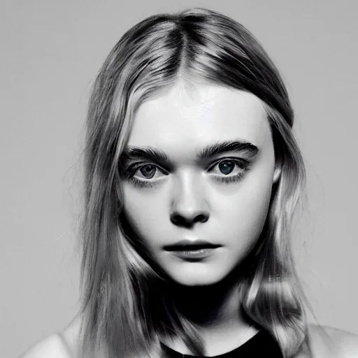 Image similar to A masterpiece head and shoulders portrait of Elle Fanning by James Hoff