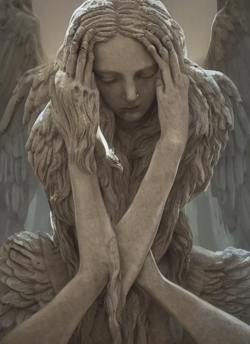 Image similar to digital _ painting _ of _ weeping angel statue _ by _ filipe _ pagliuso _ and _ justin _ gerard _ symmetric _ fantasy _ highly _ detailed _ realistic _ intricate _ port