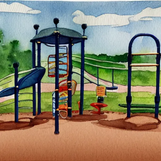 Image similar to high detail watercolor of playground
