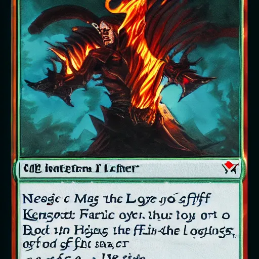 Image similar to magic the gathering koth bringer of fire - art by matt cavotta