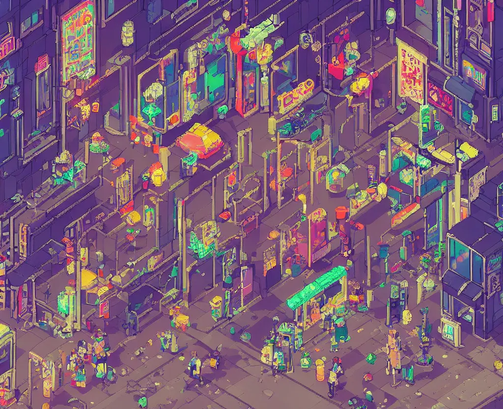 Image similar to 1 6 bit pixel art of a pill vendor on the street level of neo tokyo, cyberpunk, lo - fi aesthetic, sailor moon gradient, trending on art station, by kai vermehr