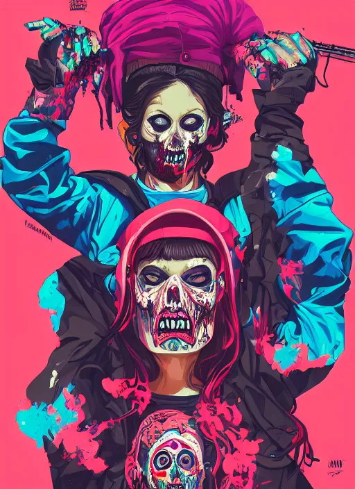 Image similar to zombie full body latina hiphop streetwear drip, tristan eaton, victo ngai, artgerm, rhads, ross draws