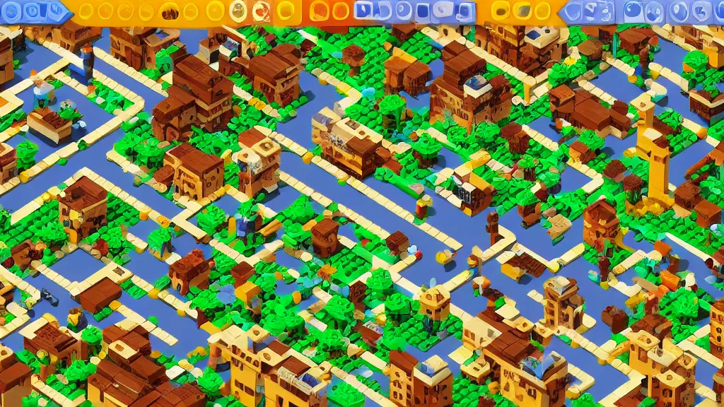 Image similar to pixel art isometric lego strategy game screenshot