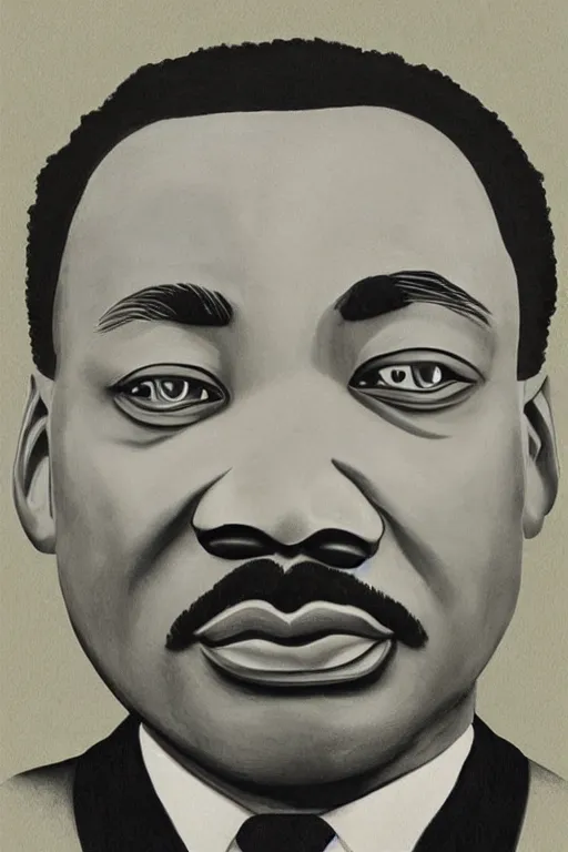 Prompt: ultra realistic Martin Luther King Jr. face portrait in the style of grant wood