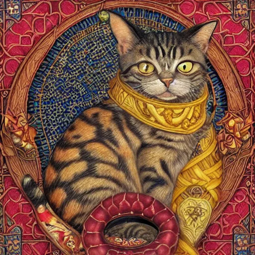 Prompt: tilework of cats by Chie Yoshii and Casey Weldon and Guillermo del toro and , ornate, dynamic, particulate, rich colors, intricate, elegant, highly detailed, centered, digital painting, artstation, concept art, smooth, sharp focus, illustration, octane render